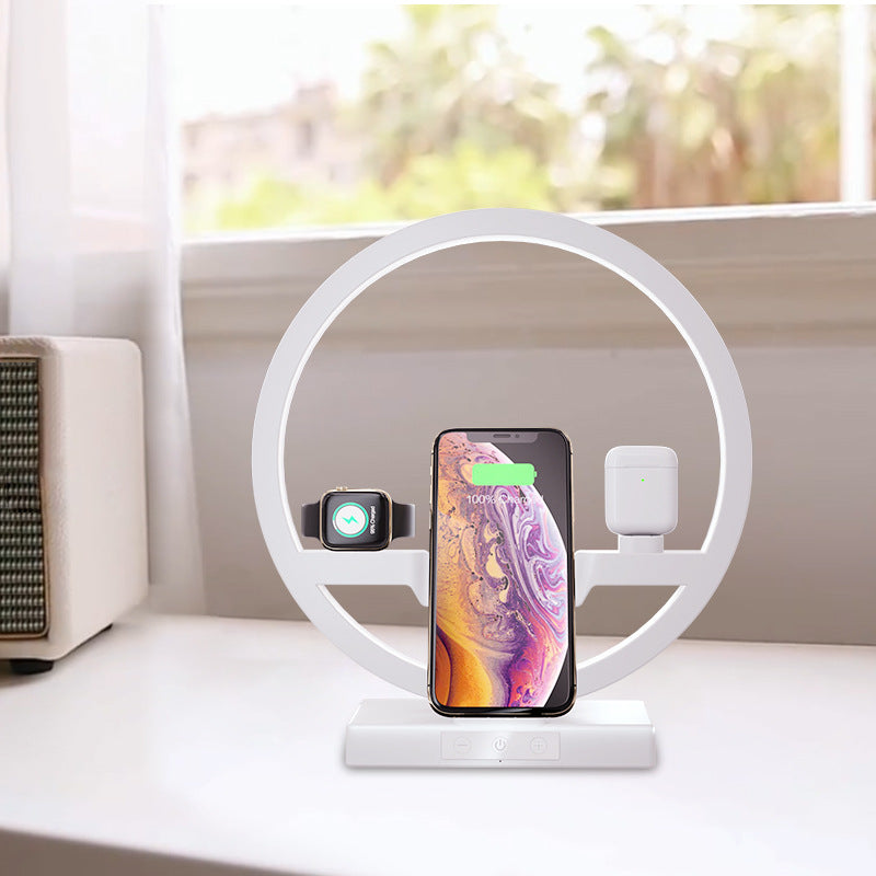 3-in-1 Wireless Charging Desk Lamp | LED Touch Lamp with Qi Charger for iPhone, Apple Watch, AirPods | Bedside Table Lamp with USB Port