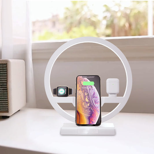 3-in-1 Wireless Charging Desk Lamp | LED Touch Lamp with Qi Charger for iPhone, Apple Watch, AirPods | Bedside Table Lamp with USB Port