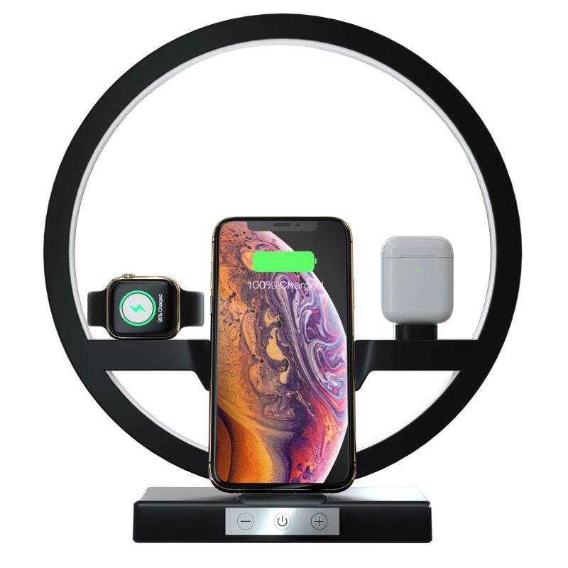 3-in-1 Wireless Charging Desk Lamp | LED Touch Lamp with Qi Charger for iPhone, Apple Watch, AirPods | Bedside Table Lamp with USB Port