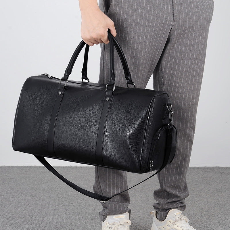 2025 Unisex PU Leather Fitness Sports Bag - Large Capacity 35L Crossbody Duffel for Gym, Travel & Work, Breathable & Water-Resistant