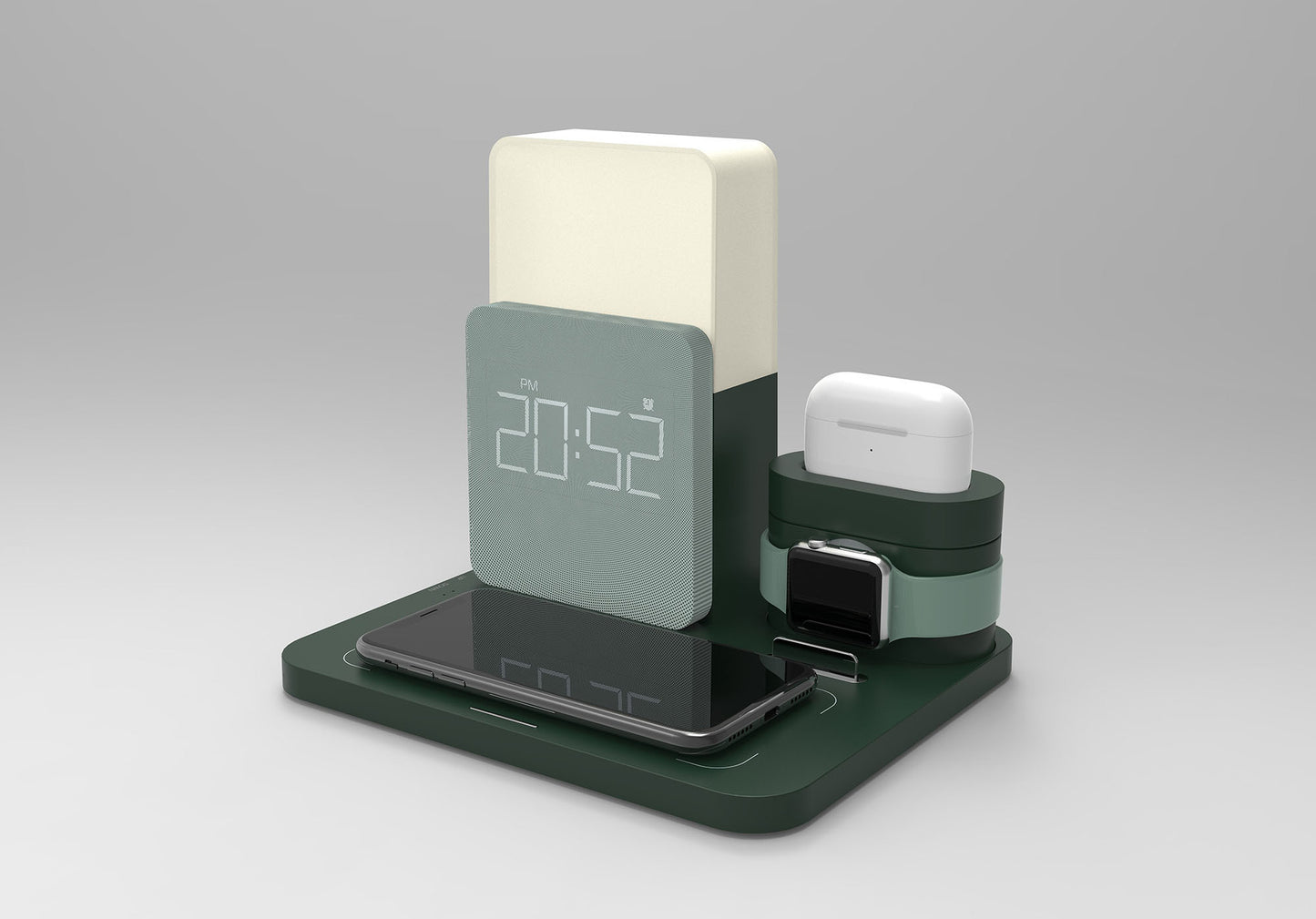 New multifunctional wireless charger, six-in-one night light wireless charger, clock, mobile phone and watch charging integrated