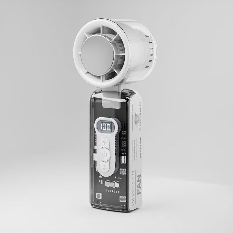 High-speed semiconductor refrigeration ice fan digital display mini portable USB charging fan high wind power handheld fan
