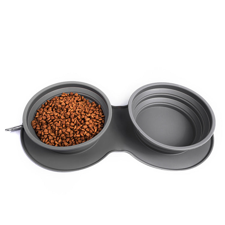 Silicone Collapsible Double Pet Bowl | Portable, Travel-Friendly Food & Water Dish for Dogs & Cat