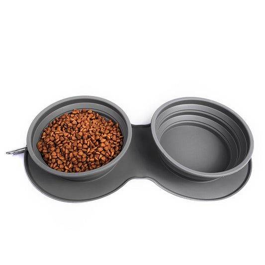 Silicone Collapsible Double Pet Bowl | Portable, Travel-Friendly Food & Water Dish for Dogs & Cat