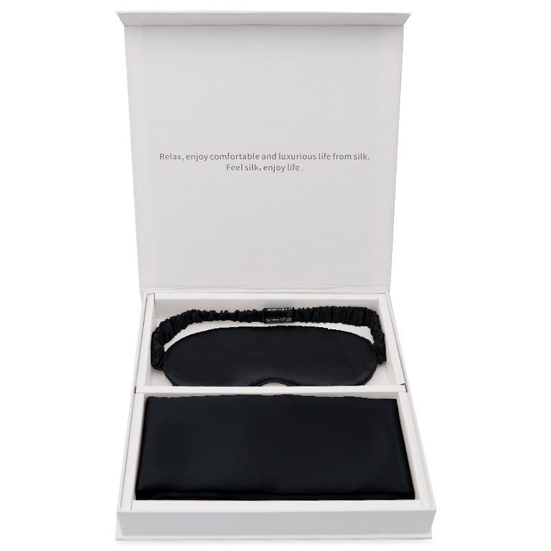 Silk gift eye mask pillowcase two-piece set simple travel holiday gift business gift box set