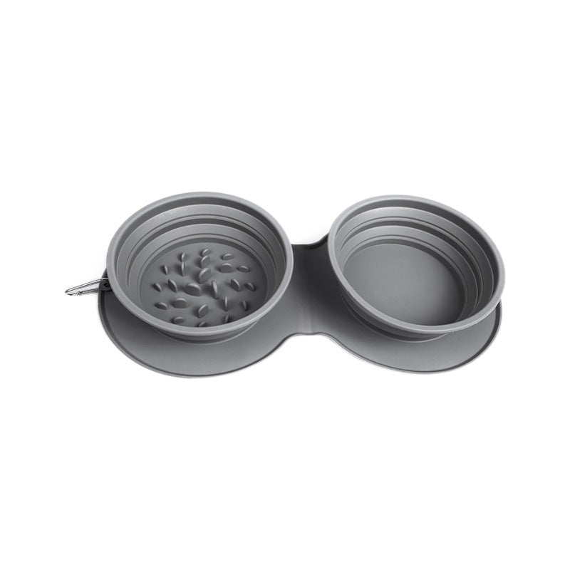 Silicone Collapsible Double Pet Bowl | Portable, Travel-Friendly Food & Water Dish for Dogs & Cat