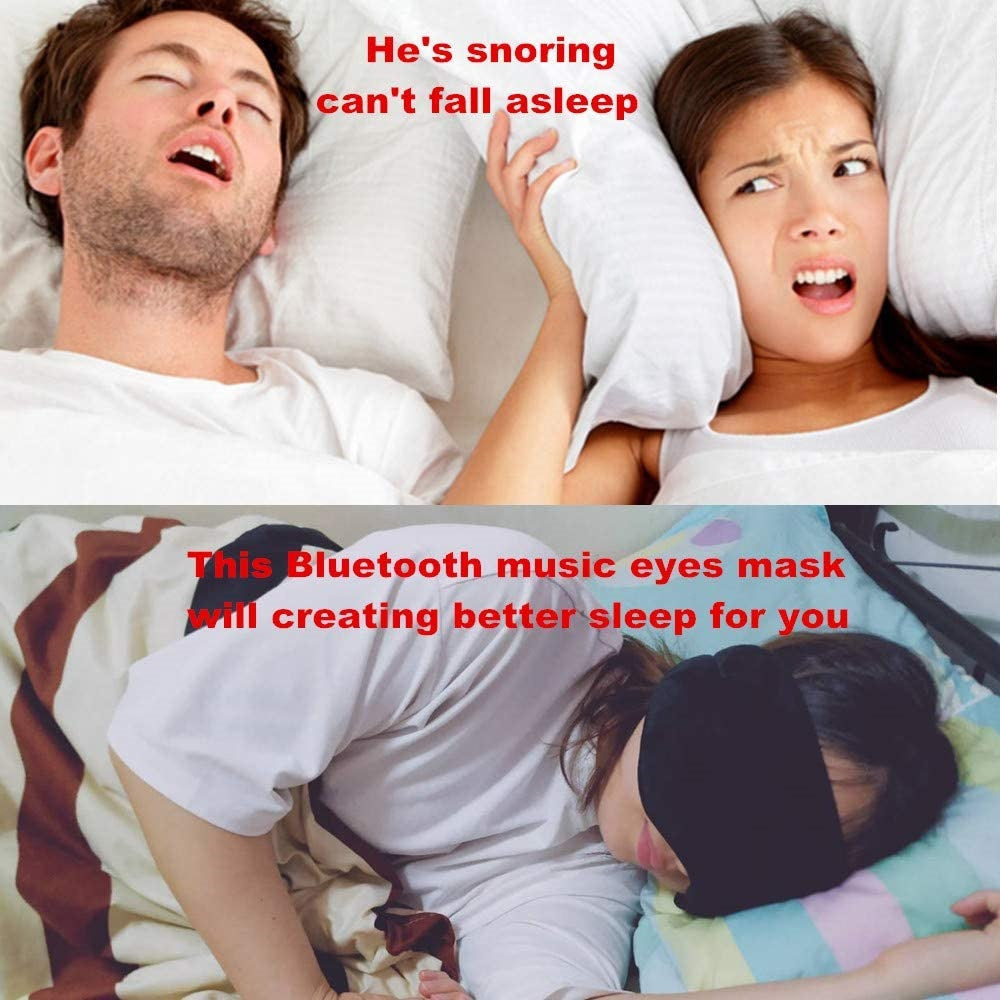 Bluetooth 5.0 Sleep Eye Mask | Wireless Music & Sleep Aid Mask | Smart Shading for Travel & Nap | Built-in Stereo Speakers