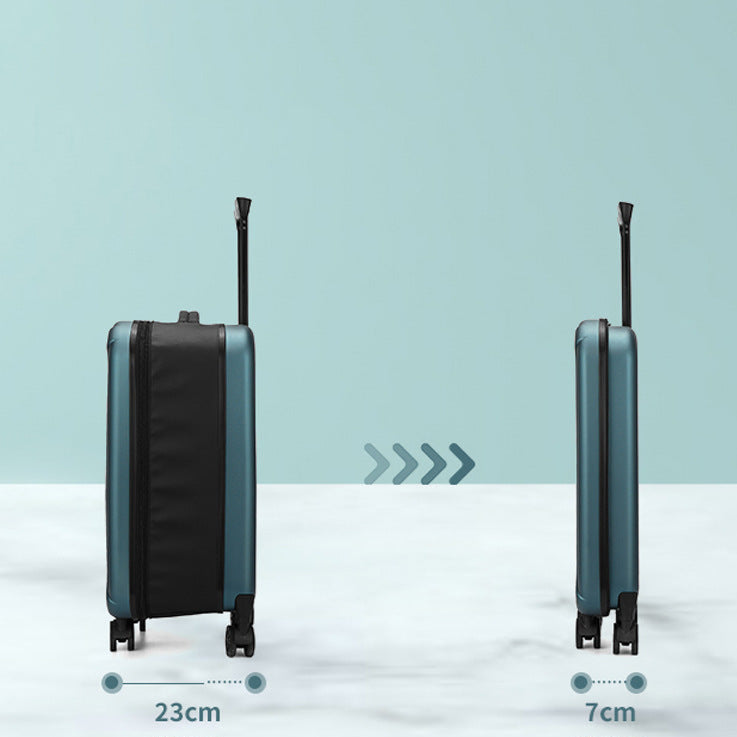 Shris 20" Foldable Expandable Suitcase - Ultra-Lightweight ABS Carry-On with 360° Spinner Wheels, Rose Gold Travel Trolley for Business & Leisure