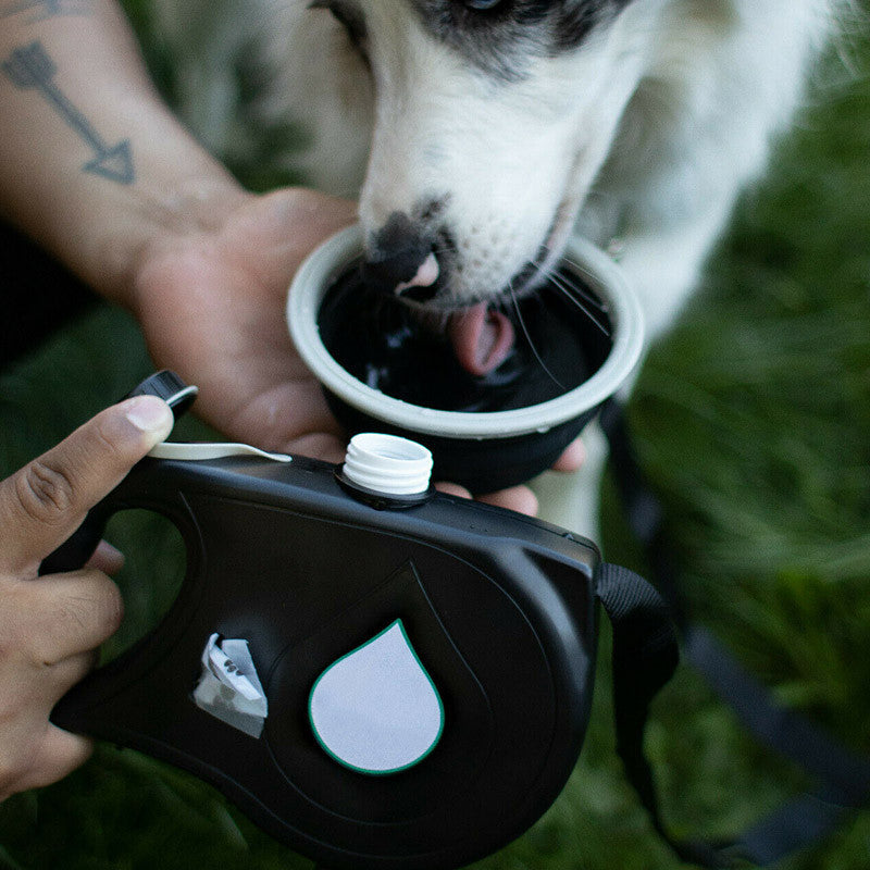 3-in-1 Retractable Dog Leash with Built-in Water Bottle | Portable Hands-Free Dog Walking Belt for Hiking, Running, and Jogging