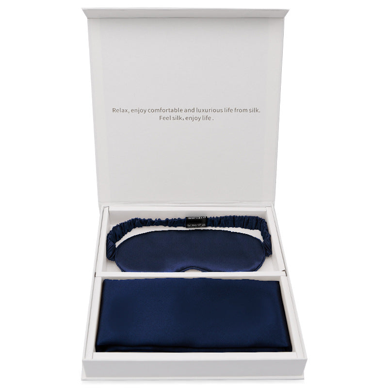 Silk gift eye mask pillowcase two-piece set simple travel holiday gift business gift box set