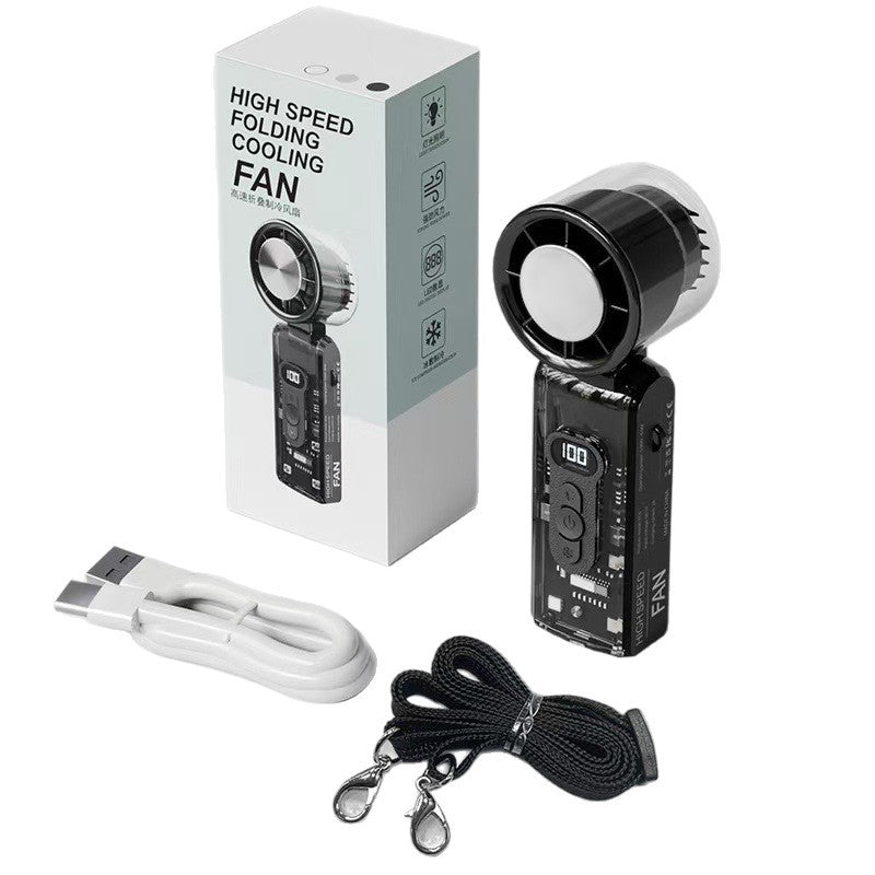 High-speed semiconductor refrigeration ice fan digital display mini portable USB charging fan high wind power handheld fan