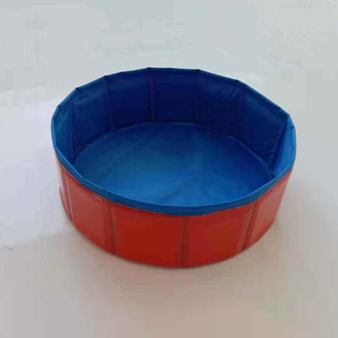 Red and blue pet pool on a white background