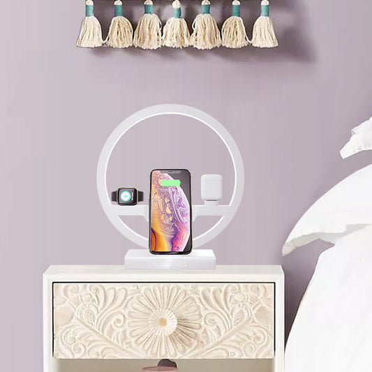 3-in-1 Wireless Charging Desk Lamp | LED Touch Lamp with Qi Charger for iPhone, Apple Watch, AirPods | Bedside Table Lamp with USB Port