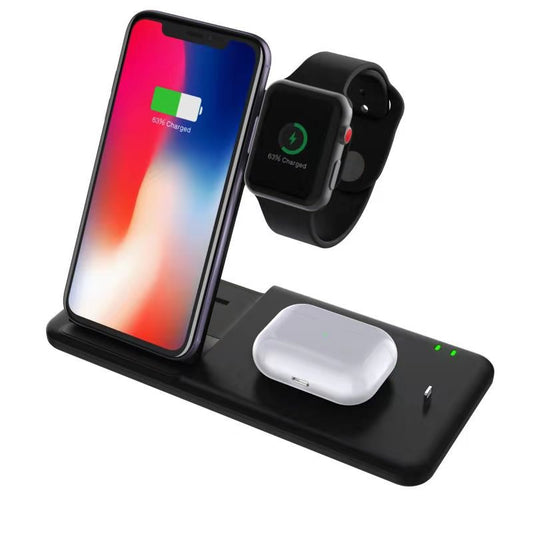 New wireless charger 4 in 1 15W fast charge foldable mobile phone headset watch universal bracket wireless charger
