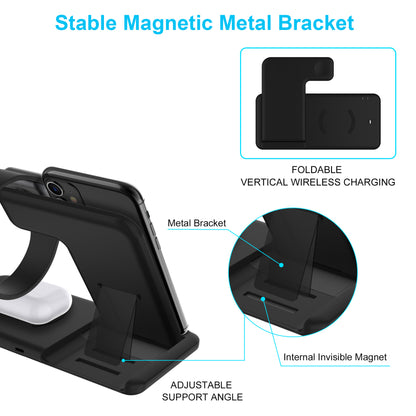 New wireless charger 4 in 1 15W fast charge foldable mobile phone headset watch universal bracket wireless charger
