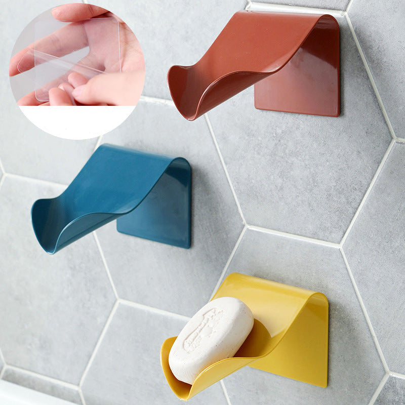 Wall Mounted Soap Holder Bathroom Shower Soap Dish Tray Plastic Soap Box Kitchen Sponge Holder Drain Rack Bathroom Organizer