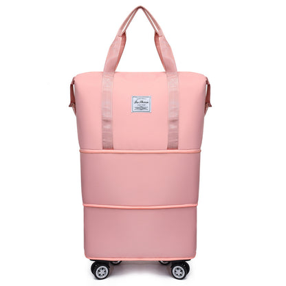 College student travel bag with large capacity for business trip, expandable universal wheel luggage bag, Oxford cloth storage gym bag for women