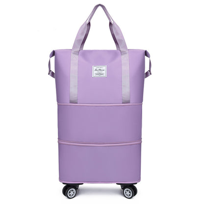 College student travel bag with large capacity for business trip, expandable universal wheel luggage bag, Oxford cloth storage gym bag for women