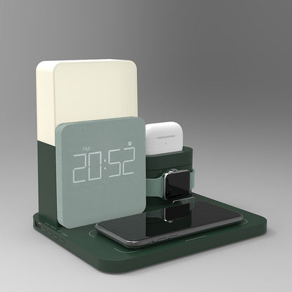 New multifunctional wireless charger, six-in-one night light wireless charger, clock, mobile phone and watch charging integrated