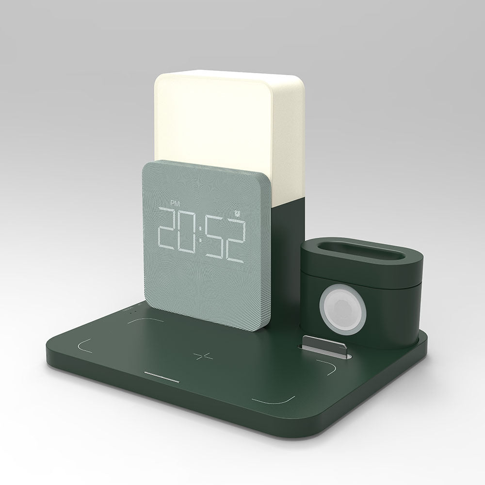 New multifunctional wireless charger, six-in-one night light wireless charger, clock, mobile phone and watch charging integrated