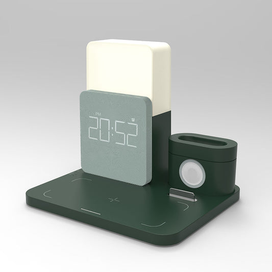 New multifunctional wireless charger, six-in-one night light wireless charger, clock, mobile phone and watch charging integrated
