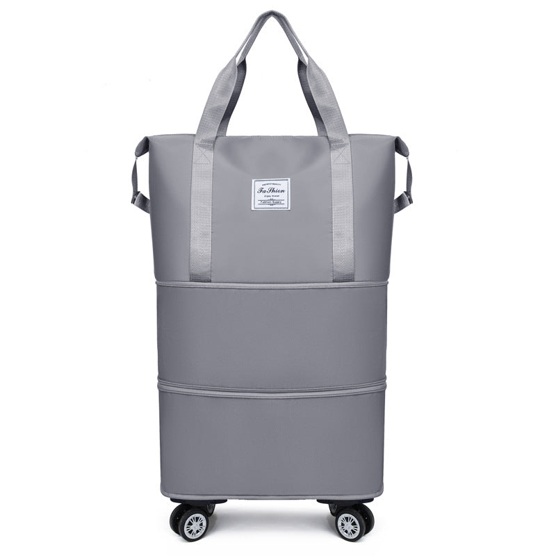 College student travel bag with large capacity for business trip, expandable universal wheel luggage bag, Oxford cloth storage gym bag for women