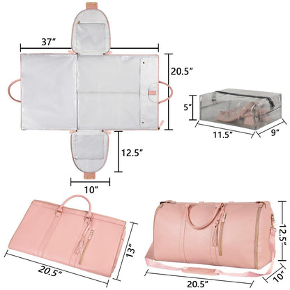 Ready stock suit bag large capacity carry-on clothing bag large PU leather duffel bag portable handbag travel bag
