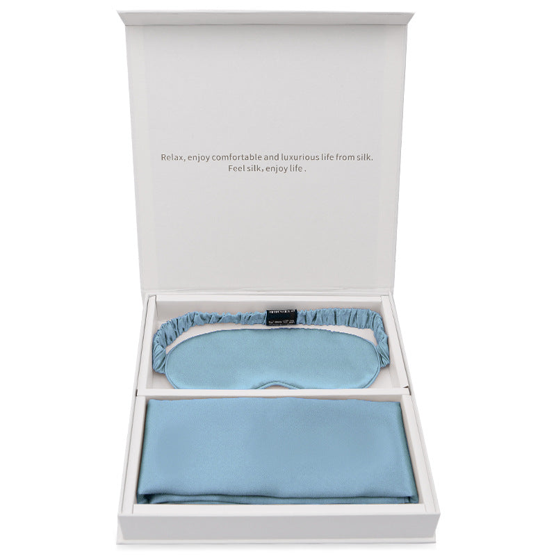 Silk gift eye mask pillowcase two-piece set simple travel holiday gift business gift box set