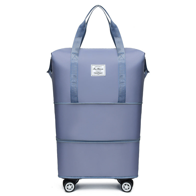 College student travel bag with large capacity for business trip, expandable universal wheel luggage bag, Oxford cloth storage gym bag for women