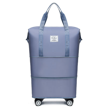College student travel bag with large capacity for business trip, expandable universal wheel luggage bag, Oxford cloth storage gym bag for women