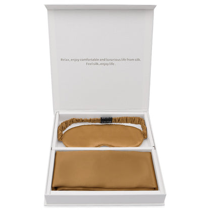 Silk gift eye mask pillowcase two-piece set simple travel holiday gift business gift box set