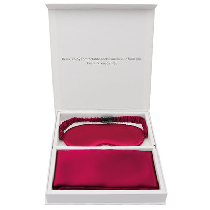 Silk gift eye mask pillowcase two-piece set simple travel holiday gift business gift box set