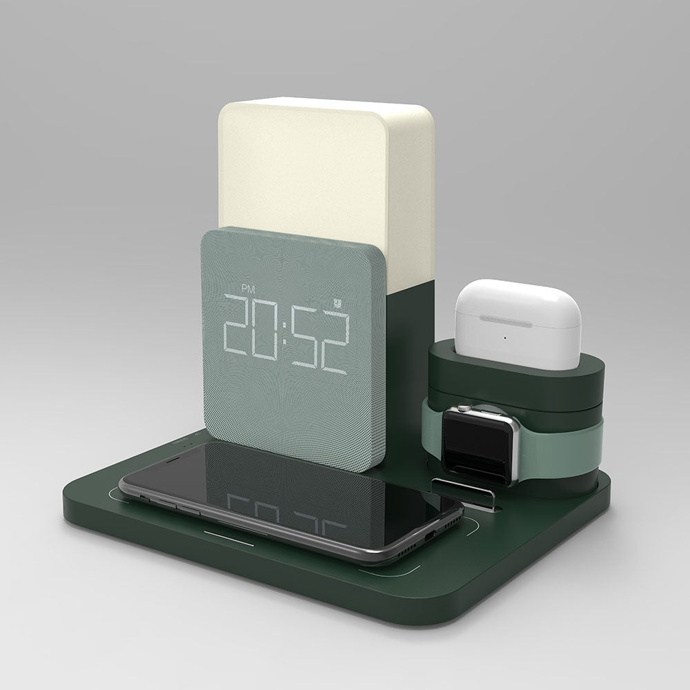 New multifunctional wireless charger, six-in-one night light wireless charger, clock, mobile phone and watch charging integrated