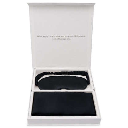 Silk gift eye mask pillowcase two-piece set simple travel holiday gift business gift box set