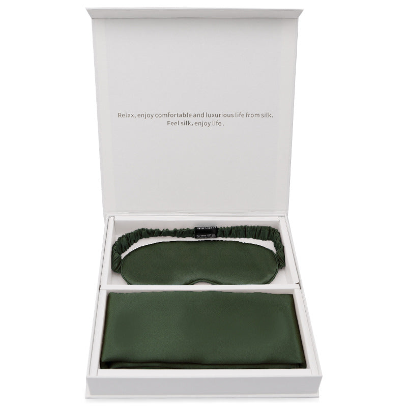 Silk gift eye mask pillowcase two-piece set simple travel holiday gift business gift box set