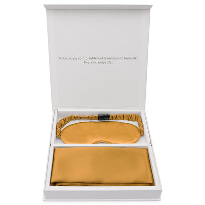 Silk gift eye mask pillowcase two-piece set simple travel holiday gift business gift box set