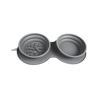 Silicone Collapsible Double Pet Bowl | Portable, Travel-Friendly Food & Water Dish for Dogs & Cat