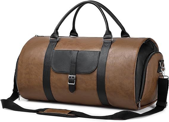 Spot dry leather travel bag carrying garment bag leather garment duffel bag convertible mens suit travel bag