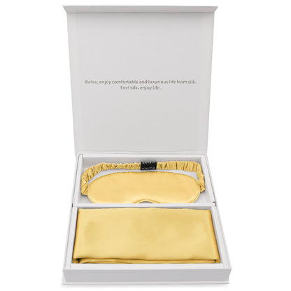 Silk gift eye mask pillowcase two-piece set simple travel holiday gift business gift box set