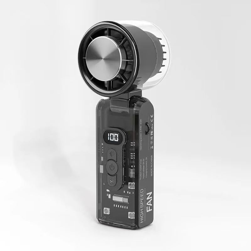 High-speed semiconductor refrigeration ice fan digital display mini portable USB charging fan high wind power handheld fan
