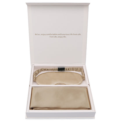 Silk gift eye mask pillowcase two-piece set simple travel holiday gift business gift box set