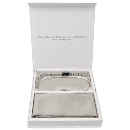 Silk gift eye mask pillowcase two-piece set simple travel holiday gift business gift box set