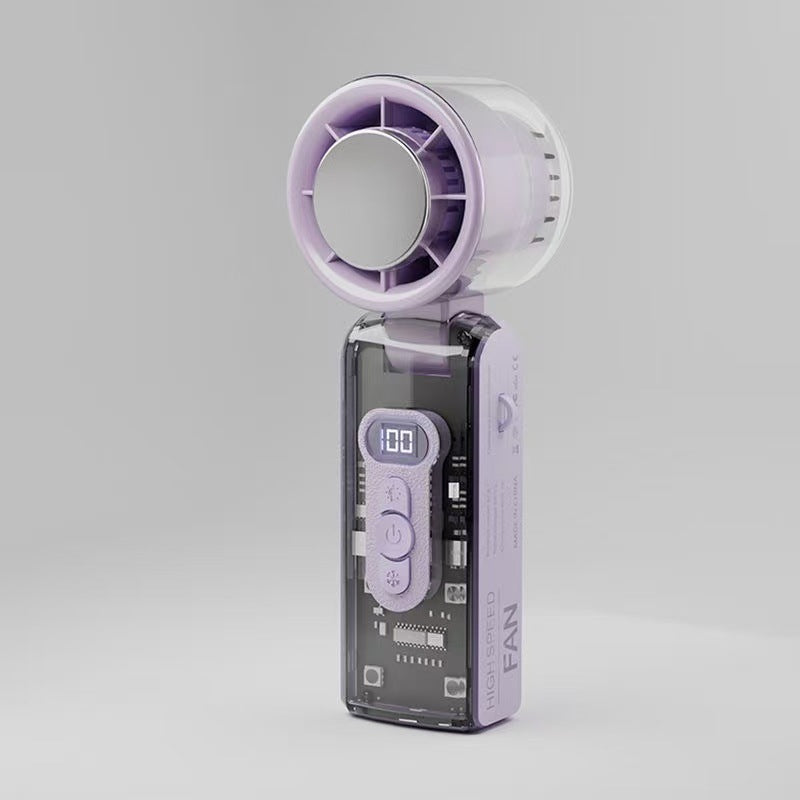High-speed semiconductor refrigeration ice fan digital display mini portable USB charging fan high wind power handheld fan