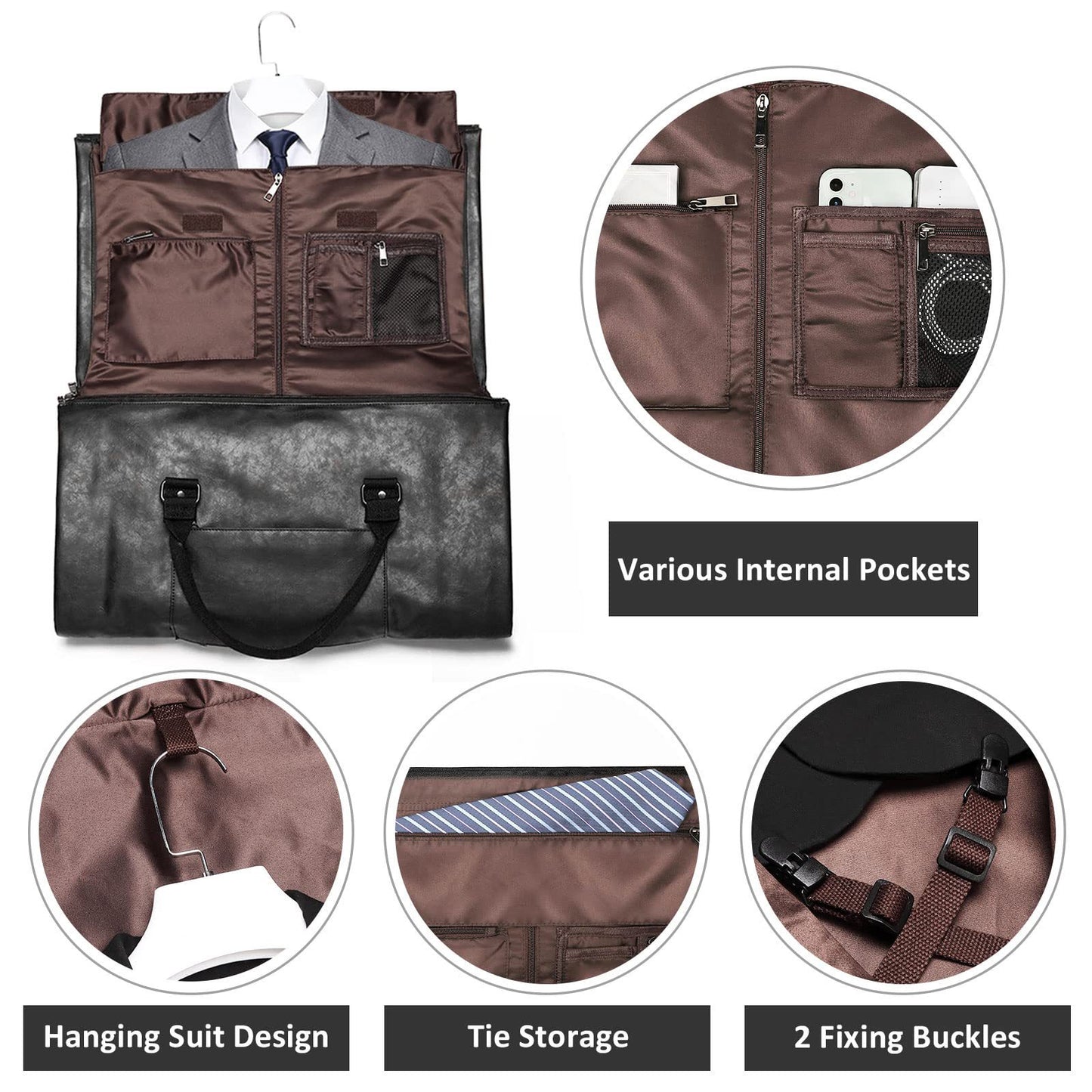 Spot dry leather travel bag carrying garment bag leather garment duffel bag convertible mens suit travel bag