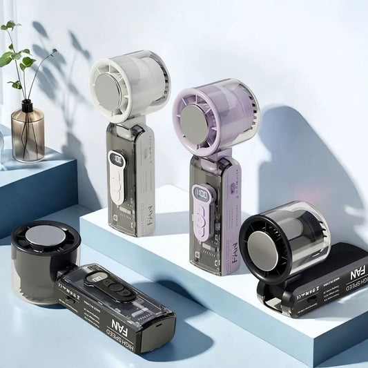 High-speed semiconductor refrigeration ice fan digital display mini portable USB charging fan high wind power handheld fan