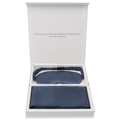 Silk gift eye mask pillowcase two-piece set simple travel holiday gift business gift box set
