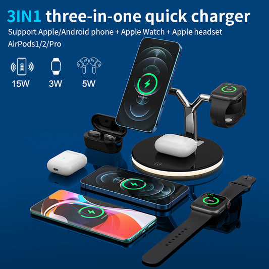 New MagSafe Wireless Charger 25W 3-in-1 Magnetic Wireless Charger Patent Source Factory