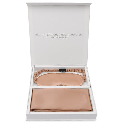 Silk gift eye mask pillowcase two-piece set simple travel holiday gift business gift box set