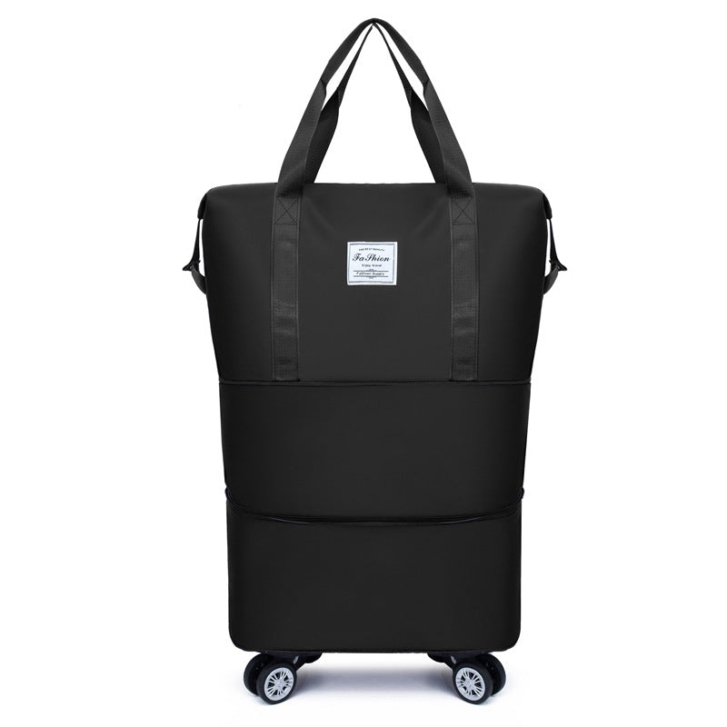 College student travel bag with large capacity for business trip, expandable universal wheel luggage bag, Oxford cloth storage gym bag for women