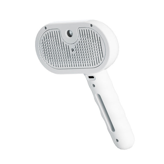 2-in-1 Water Spray Pet Comb | Detangling & Grooming Brush for Dogs & Cats | Anti-Static & No-Fly Hair Design | White